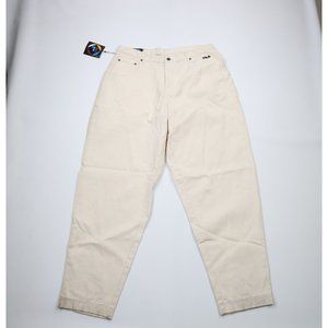 NOS Vintage 90s FILA Mens 38x34 Spell Out Hip Hop Baggy Fit Denim Jeans Cream